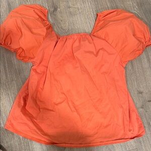 Women's Orange Puff Sleeve Top